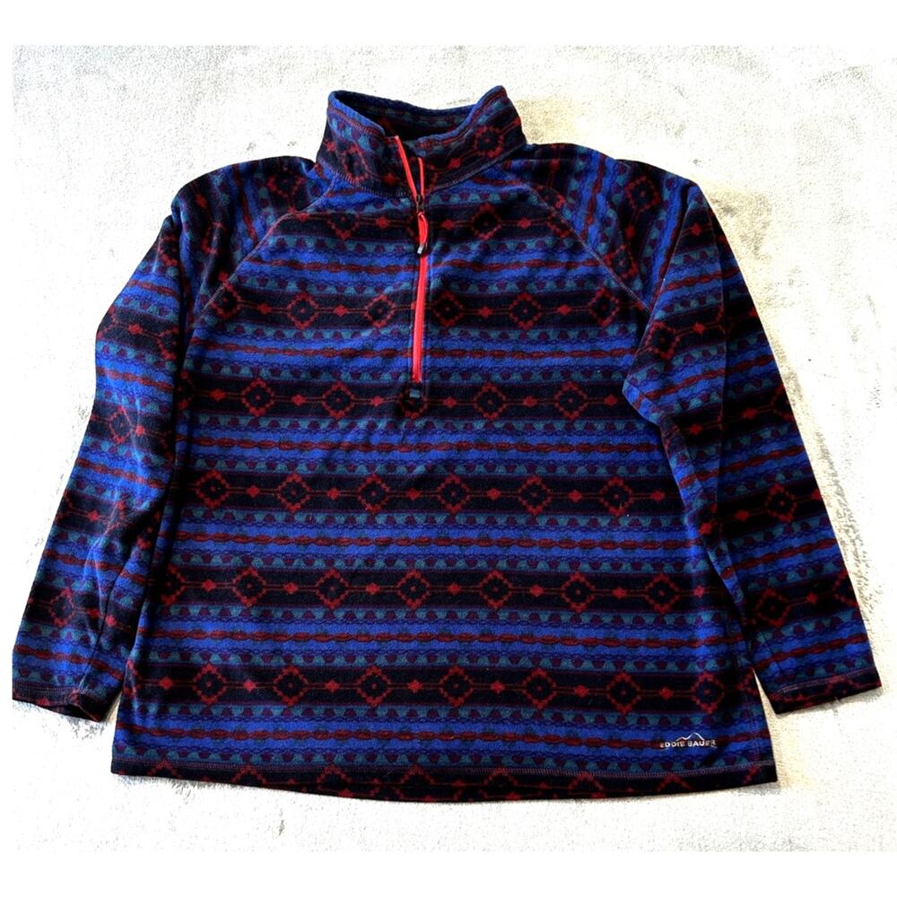 Eddie Bauer‎ Women’s 1/4 Zip Fleece Pullover Light Weight Aztec XXL 2XL